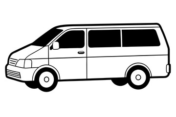 mini van line art silhouette vector illustration