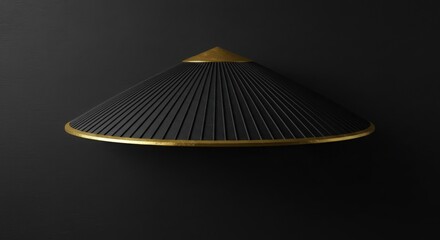 Black and Gold Asian Conical Lamp Shade, Modern Minimalist Japanese Style Lamp, Elegant Home Decor