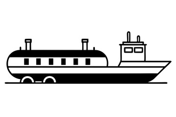 Obraz premium oil tanker line art silhouette vector illustration