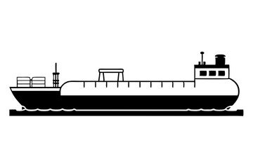 oil tanker line art silhouette vector illustration