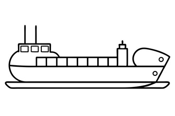 Obraz premium oil tanker line art silhouette vector illustration