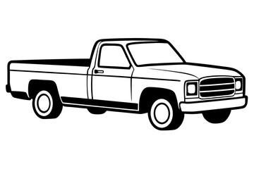 pickup truck line art silhouette vector illustration