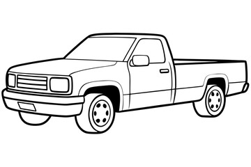 pickup truck line art silhouette vector illustration