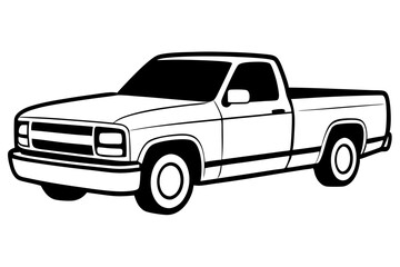 pickup truck line art silhouette vector illustration