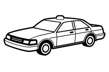 police car line art silhouette vector illustration