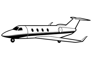 private jet line art silhouette vector illustration