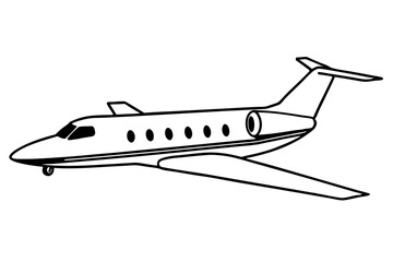private jet line art silhouette vector illustration