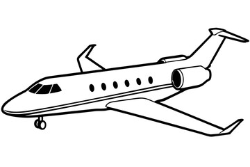 private jet line art silhouette vector illustration