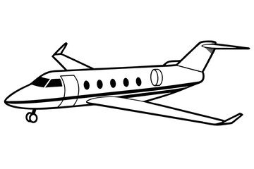 private jet line art silhouette vector illustration