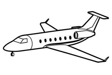private jet line art silhouette vector illustration