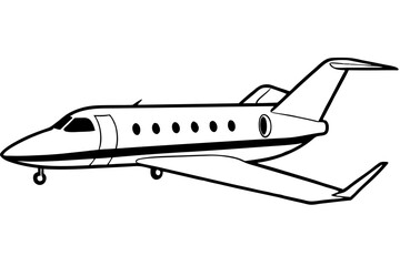 private jet line art silhouette vector illustration