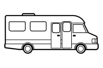 rv recreational vehicle line art silhouette vector illustration