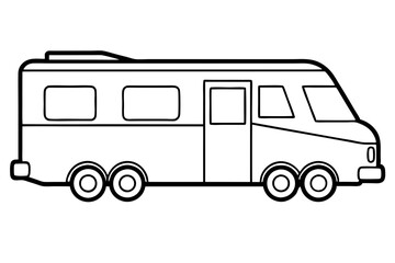 rv recreational vehicle line art silhouette vector illustration