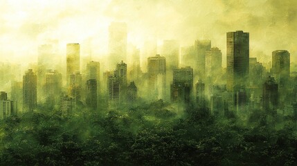 City consumed by overgrown nature
