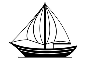 sailboat line art silhouette vector illustration