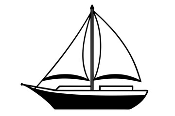 sailboat line art silhouette vector illustration