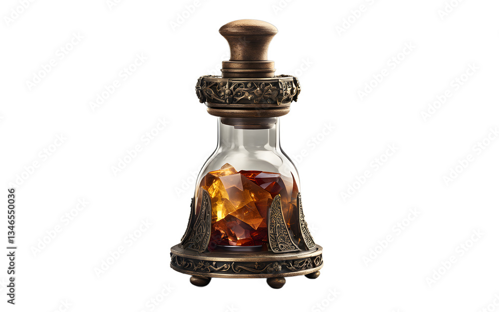 Poster A medieval alchemist’s philosopher’s stone vial isolated on a empty plain background