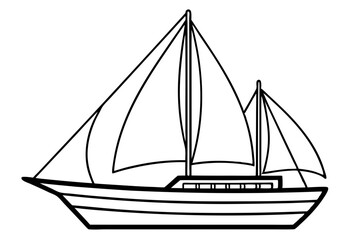 sailboat line art silhouette vector illustration