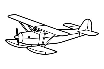 seaplane line art silhouette vector illustration