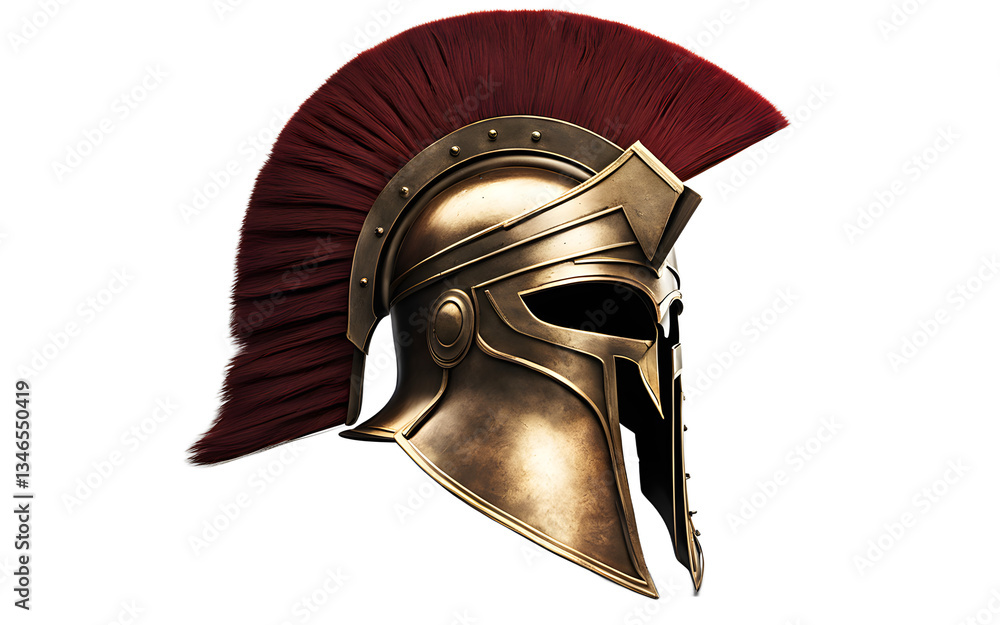 Poster a spartan warrior’s corinthian helmet with crest isolated on a empty plain background