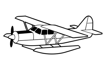 seaplane line art silhouette vector illustration
