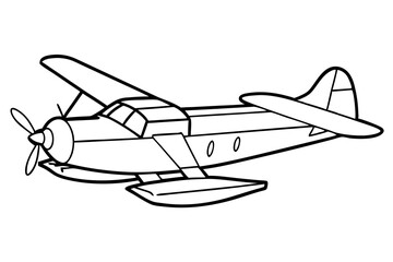 seaplane line art silhouette vector illustration