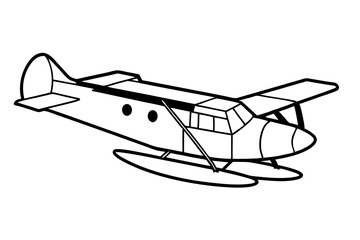 seaplane line art silhouette vector illustration