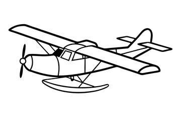seaplane line art silhouette vector illustration