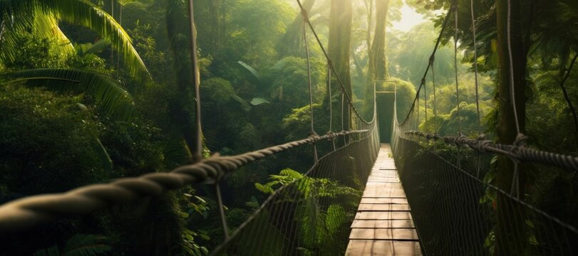 Fototapeta Forest bridge rainforest outdoors.