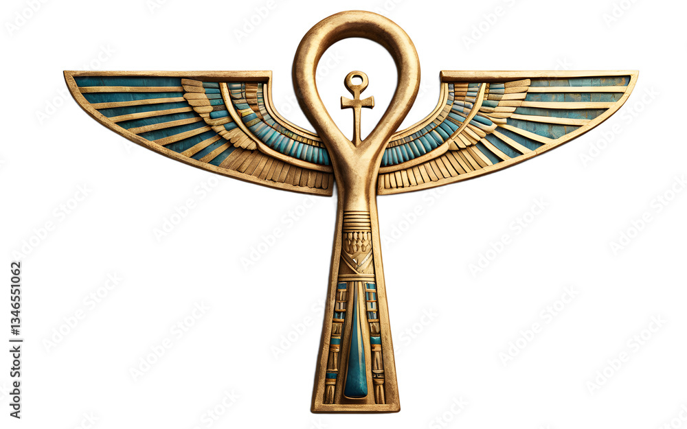 Poster ancient egyptian ankh symbol isolated on a empty plain background