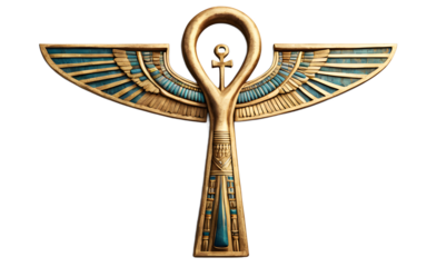 Ancient Egyptian ankh symbol isolated on a empty plain background
