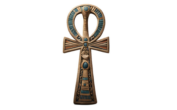 Ancient Egyptian ankh symbol isolated on a empty plain background