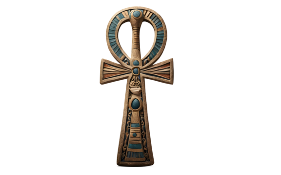 Ancient Egyptian ankh symbol isolated on a empty plain background