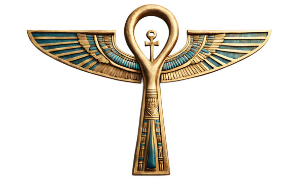 Ancient Egyptian ankh symbol isolated on a empty plain background