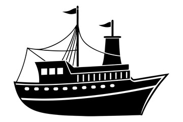ship line art silhouette vector illustration