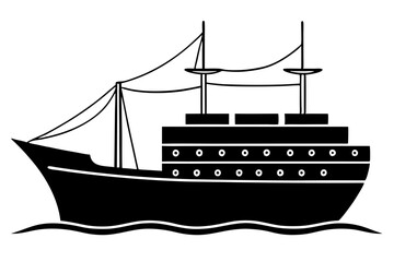 ship line art silhouette vector illustration