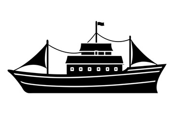 ship line art silhouette vector illustration