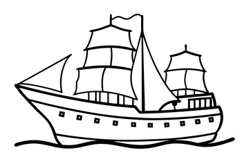 ship line art silhouette vector illustration