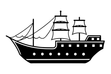 ship line art silhouette vector illustration