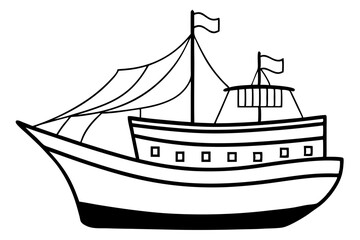 ship line art silhouette vector illustration