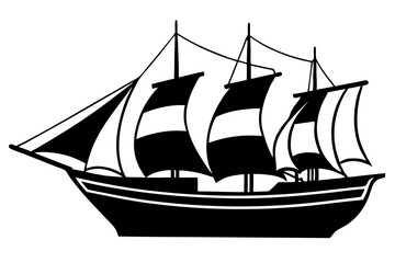 ship line art silhouette vector illustration