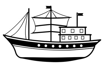ship line art silhouette vector illustration