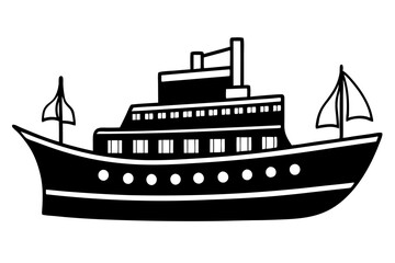 Obraz premium ship line art silhouette vector illustration