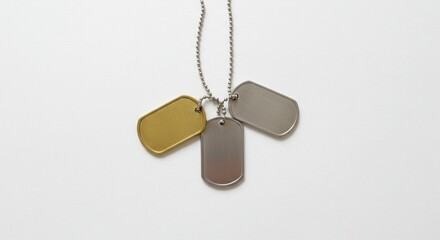 Gold, Silver, and Bronze Dog Tags Necklace; Military ID Tags Pendant Jewelry Accessory
