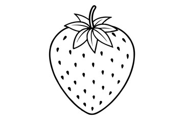 strawberry fruit line art silhouette vector illustration