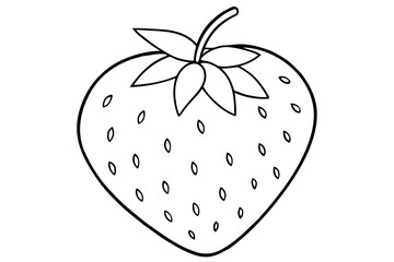 strawberry fruit line art silhouette vector illustration