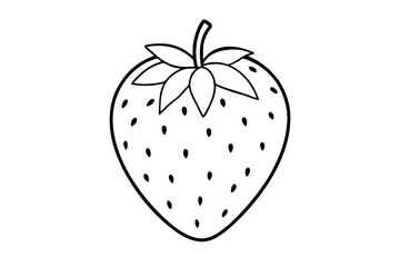 strawberry fruit line art silhouette vector illustration