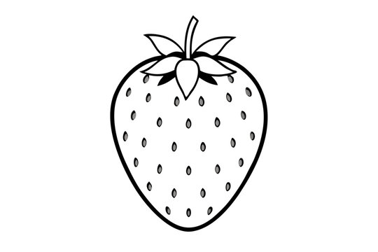 recommend clip art: strawberry fruit line art silhouette vector illustration