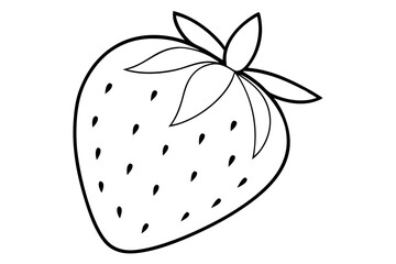 strawberry fruit line art silhouette vector illustration