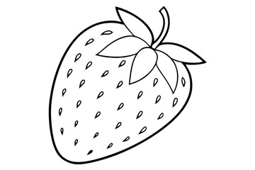 strawberry fruit line art silhouette vector illustration